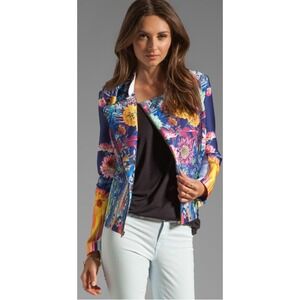 Clover Canyon Revolve Turquoise Valley Neoprene Jacket XS Artsy Art To Wear